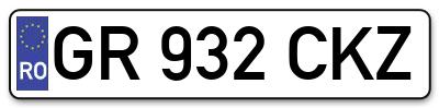 Placuta inmatriculare numar auto  GR-932-CKZ, GR 932 CKZ, GR932CKZ