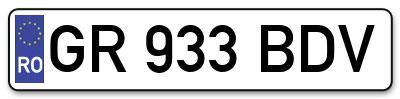Placuta inmatriculare numar auto  GR-933-BDV, GR 933 BDV, GR933BDV