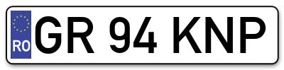Placuta inmatriculare numar auto  GR-94-KNP, GR 94 KNP, GR94KNP