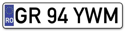 Placuta inmatriculare numar auto  GR-94-YWM, GR 94 YWM, GR94YWM