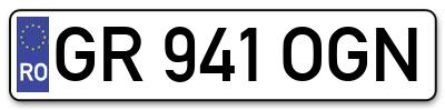 Placuta inmatriculare numar auto  GR-941-OGN, GR 941 OGN, GR941OGN