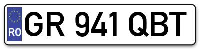Placuta inmatriculare numar auto  GR-941-QBT, GR 941 QBT, GR941QBT