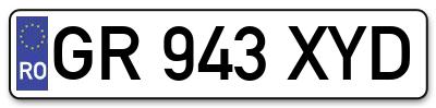 Placuta inmatriculare numar auto  GR-943-XYD, GR 943 XYD, GR943XYD