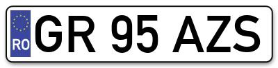 Placuta inmatriculare numar auto  GR-95-AZS, GR 95 AZS, GR95AZS