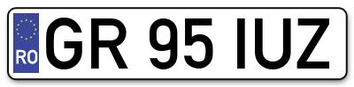 Placuta inmatriculare numar auto  GR-95-IUZ, GR 95 IUZ, GR95IUZ
