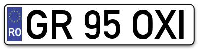 Placuta inmatriculare numar auto  GR-95-OXI, GR 95 OXI, GR95OXI