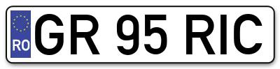 Placuta inmatriculare numar auto  GR-95-RIC, GR 95 RIC, GR95RIC
