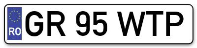 Placuta inmatriculare numar auto  GR-95-WTP, GR 95 WTP, GR95WTP