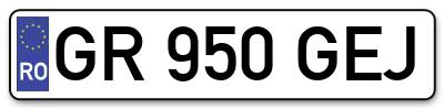 Placuta inmatriculare numar auto  GR-950-GEJ, GR 950 GEJ, GR950GEJ