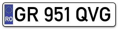 Placuta inmatriculare numar auto  GR-951-QVG, GR 951 QVG, GR951QVG