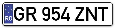Placuta inmatriculare numar auto  GR-954-ZNT, GR 954 ZNT, GR954ZNT