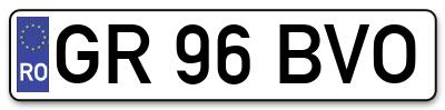 Placuta inmatriculare numar auto  GR-96-BVO, GR 96 BVO, GR96BVO