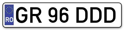 Placuta inmatriculare numar auto  GR-96-DDD, GR 96 DDD, GR96DDD