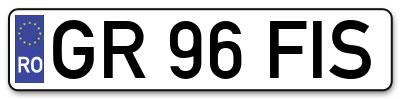 Placuta inmatriculare numar auto  GR-96-FIS, GR 96 FIS, GR96FIS