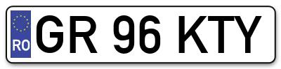 Placuta inmatriculare numar auto  GR-96-KTY, GR 96 KTY, GR96KTY