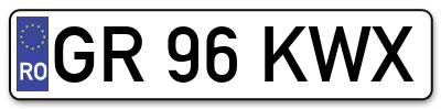 Placuta inmatriculare numar auto  GR-96-KWX, GR 96 KWX, GR96KWX