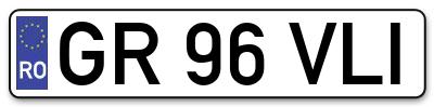 Placuta inmatriculare numar auto  GR-96-VLI, GR 96 VLI, GR96VLI
