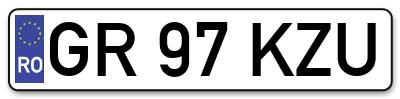 Placuta inmatriculare numar auto  GR-97-KZU, GR 97 KZU, GR97KZU