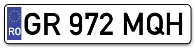 Placuta inmatriculare numar auto  GR-972-MQH, GR 972 MQH, GR972MQH