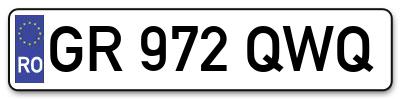 Placuta inmatriculare numar auto  GR-972-QWQ, GR 972 QWQ, GR972QWQ