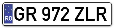 Placuta inmatriculare numar auto  GR-972-ZLR, GR 972 ZLR, GR972ZLR
