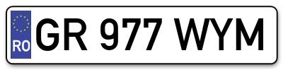 Placuta inmatriculare numar auto  GR-977-WYM, GR 977 WYM, GR977WYM
