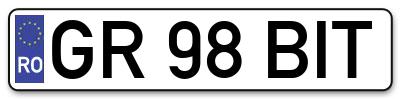 Placuta inmatriculare numar auto  GR-98-BIT, GR 98 BIT, GR98BIT