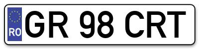 Placuta inmatriculare numar auto  GR-98-CRT, GR 98 CRT, GR98CRT