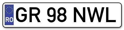 Placuta inmatriculare numar auto  GR-98-NWL, GR 98 NWL, GR98NWL