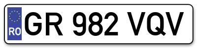 Placuta inmatriculare numar auto  GR-982-VQV, GR 982 VQV, GR982VQV