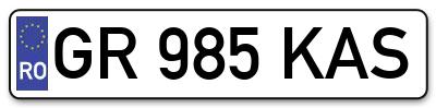 Placuta inmatriculare numar auto  GR-985-KAS, GR 985 KAS, GR985KAS