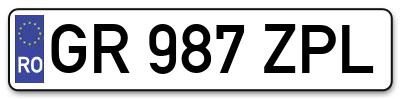 Placuta inmatriculare numar auto  GR-987-ZPL, GR 987 ZPL, GR987ZPL