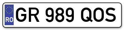 Placuta inmatriculare numar auto  GR-989-QOS, GR 989 QOS, GR989QOS