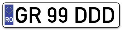 Placuta inmatriculare numar auto  GR-99-DDD, GR 99 DDD, GR99DDD