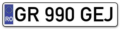 Placuta inmatriculare numar auto  GR-990-GEJ, GR 990 GEJ, GR990GEJ