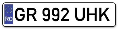 Placuta inmatriculare numar auto  GR-992-UHK, GR 992 UHK, GR992UHK