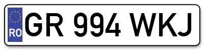 Placuta inmatriculare numar auto  GR-994-WKJ, GR 994 WKJ, GR994WKJ