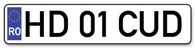 Placuta inmatriculare numar auto  HD-01-CUD, HD 01 CUD, HD01CUD