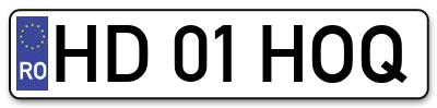 Placuta inmatriculare numar auto  HD-01-HOQ, HD 01 HOQ, HD01HOQ