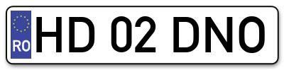 Placuta inmatriculare numar auto  HD-02-DNO, HD 02 DNO, HD02DNO