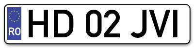 Placuta inmatriculare numar auto  HD-02-JVI, HD 02 JVI, HD02JVI