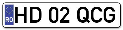 Placuta inmatriculare numar auto  HD-02-QCG, HD 02 QCG, HD02QCG