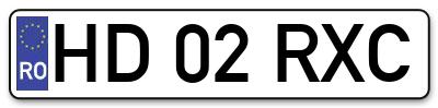 Placuta inmatriculare numar auto  HD-02-RXC, HD 02 RXC, HD02RXC