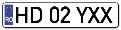 Placuta inmatriculare numar auto  HD-02-YXX, HD 02 YXX, HD02YXX
