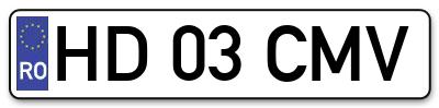 Placuta inmatriculare numar auto  HD-03-CMV, HD 03 CMV, HD03CMV