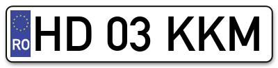 Placuta inmatriculare numar auto  HD-03-KKM, HD 03 KKM, HD03KKM