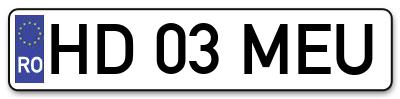 Placuta inmatriculare numar auto  HD-03-MEU, HD 03 MEU, HD03MEU
