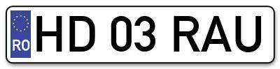 Placuta inmatriculare numar auto  HD-03-RAU, HD 03 RAU, HD03RAU