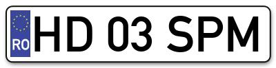 Placuta inmatriculare numar auto  HD-03-SPM, HD 03 SPM, HD03SPM