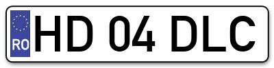 Placuta inmatriculare numar auto  HD-04-DLC, HD 04 DLC, HD04DLC